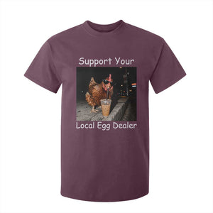 Support Local Dealer Chicken Farmer T Shirt For Kid Funny Animal Graphic Chicken Drinking Iced Coffee