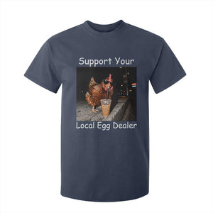 Support Local Dealer Chicken Farmer T Shirt For Kid Funny Animal Graphic Chicken Drinking Iced Coffee