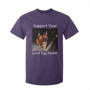 Support Local Dealer Chicken Farmer T Shirt For Kid Funny Animal Graphic Chicken Drinking Iced Coffee
