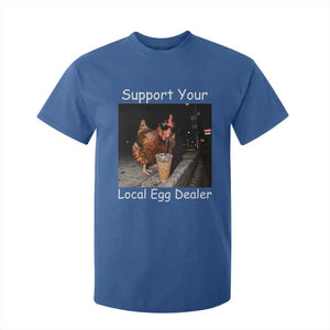 Support Local Dealer Chicken Farmer T Shirt For Kid Funny Animal Graphic Chicken Drinking Iced Coffee