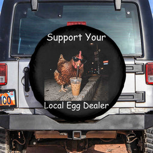 Support Local Dealer Chicken Farmer Spare Tire Cover Funny Animal Graphic Chicken Drinking Iced Coffee TS10 No hole Black Print Your Wear