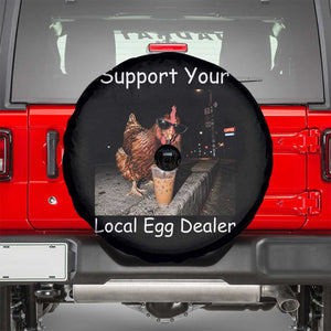 Support Local Dealer Chicken Farmer Spare Tire Cover Funny Animal Graphic Chicken Drinking Iced Coffee TS10 Black Print Your Wear