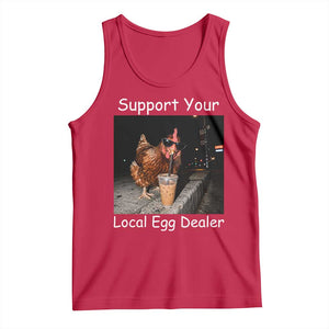 Support Local Dealer Chicken Farmer Tank Top Funny Animal Graphic Chicken Drinking Iced Coffee