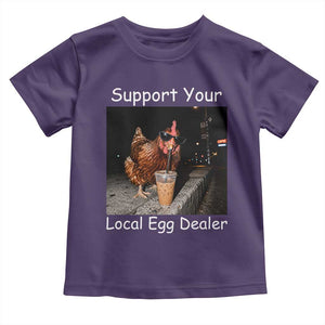 Support Local Dealer Chicken Farmer Toddler T Shirt Funny Animal Graphic Chicken Drinking Iced Coffee