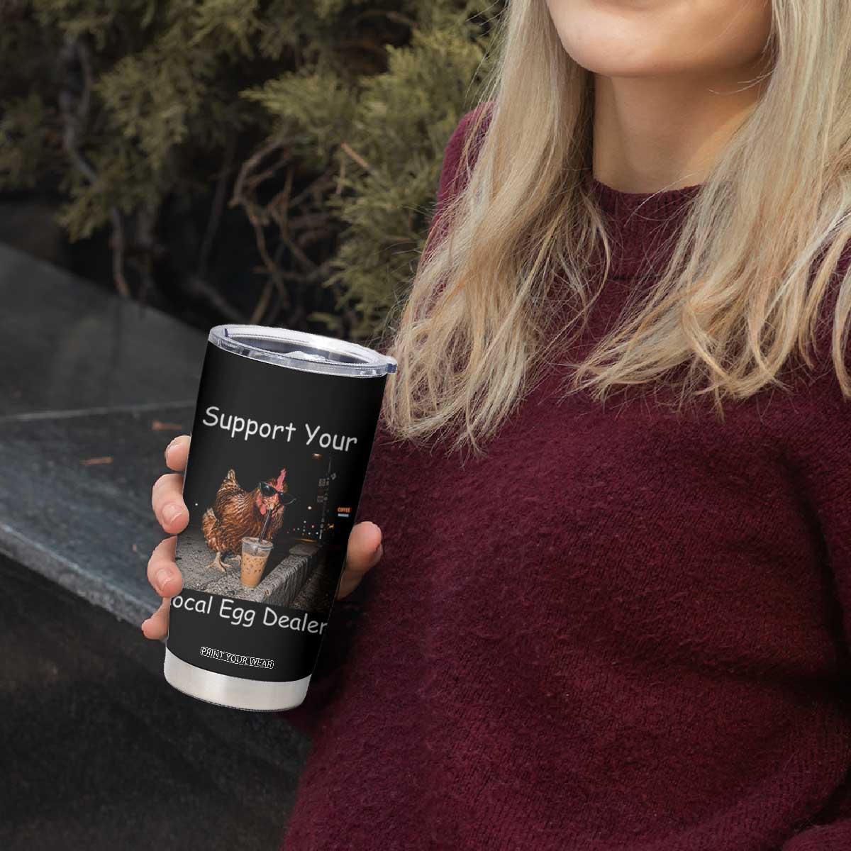 Support Local Dealer Chicken Farmer Tumbler Cup Funny Animal Graphic Chicken Drinking Iced Coffee