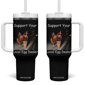 Support Local Dealer Chicken Farmer Tumbler With Handle Funny Animal Graphic Chicken Drinking Iced Coffee