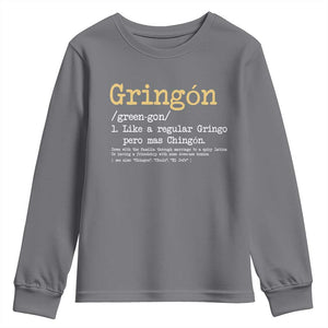 Gringon Green-gon Like A Regular Gringo Pero Mas Chingon Youth Sweatshirt Mexican Mexico Pride TS10 Charcoal Print Your Wear
