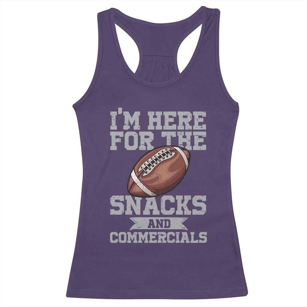 Funny Football Racerback Tank Top I'm Just Here For The Snacks And Commercials Halftime Show TS10 Purple Print Your Wear