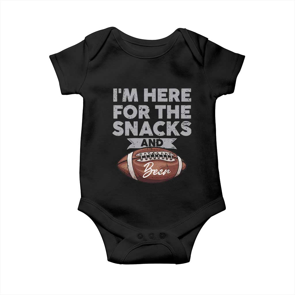 Funny Football Baby Onesie I'm Just Here For The Snacks And Beer TS10 Black Print Your Wear
