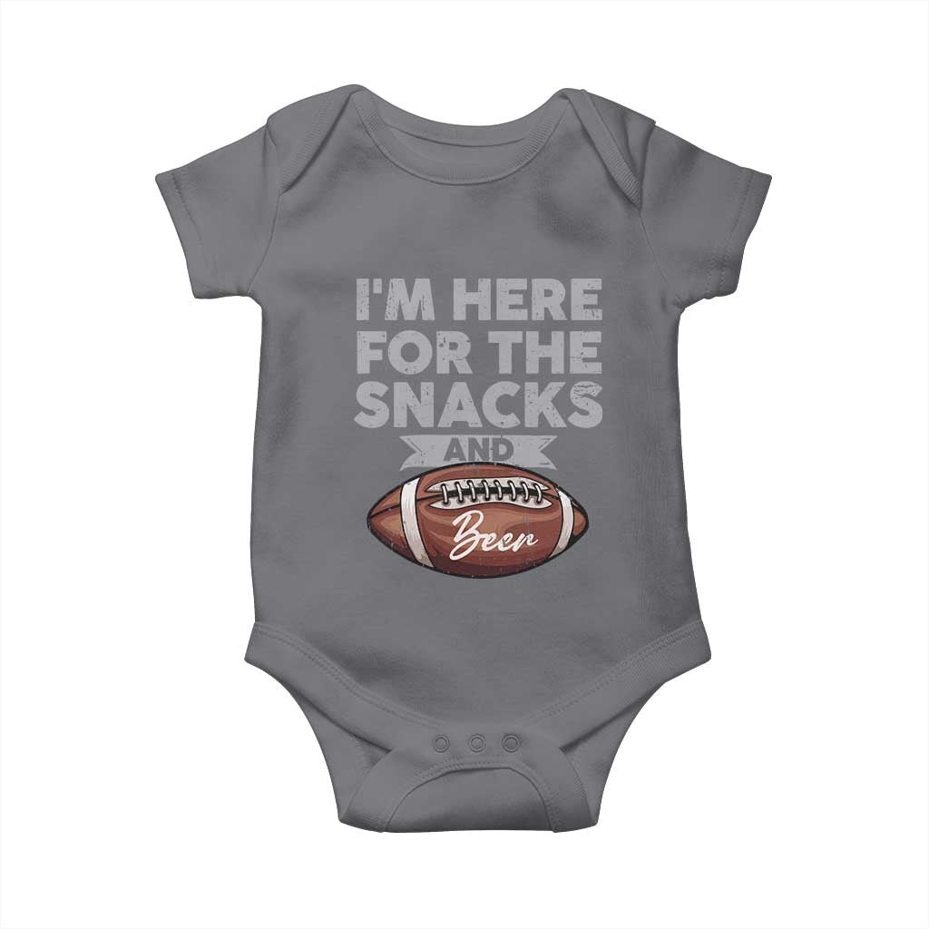 Funny Football Baby Onesie I'm Just Here For The Snacks And Beer TS10 Charcoal Print Your Wear