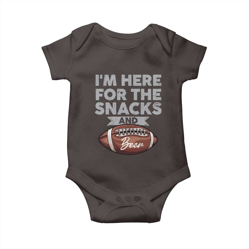 Funny Football Baby Onesie I'm Just Here For The Snacks And Beer TS10 Dark Chocolate Print Your Wear