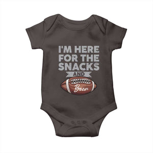 Funny Football Baby Onesie I'm Just Here For The Snacks And Beer TS10 Dark Chocolate Print Your Wear
