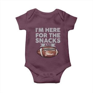 Funny Football Baby Onesie I'm Just Here For The Snacks And Beer TS10 Maroon Print Your Wear