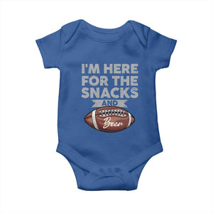 Funny Football Baby Onesie I'm Just Here For The Snacks And Beer TS10 Royal Blue Print Your Wear