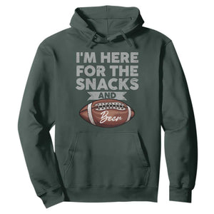 Funny Football Hoodie I'm Just Here For The Snacks And Beer TS10 Dark Forest Green Print Your Wear
