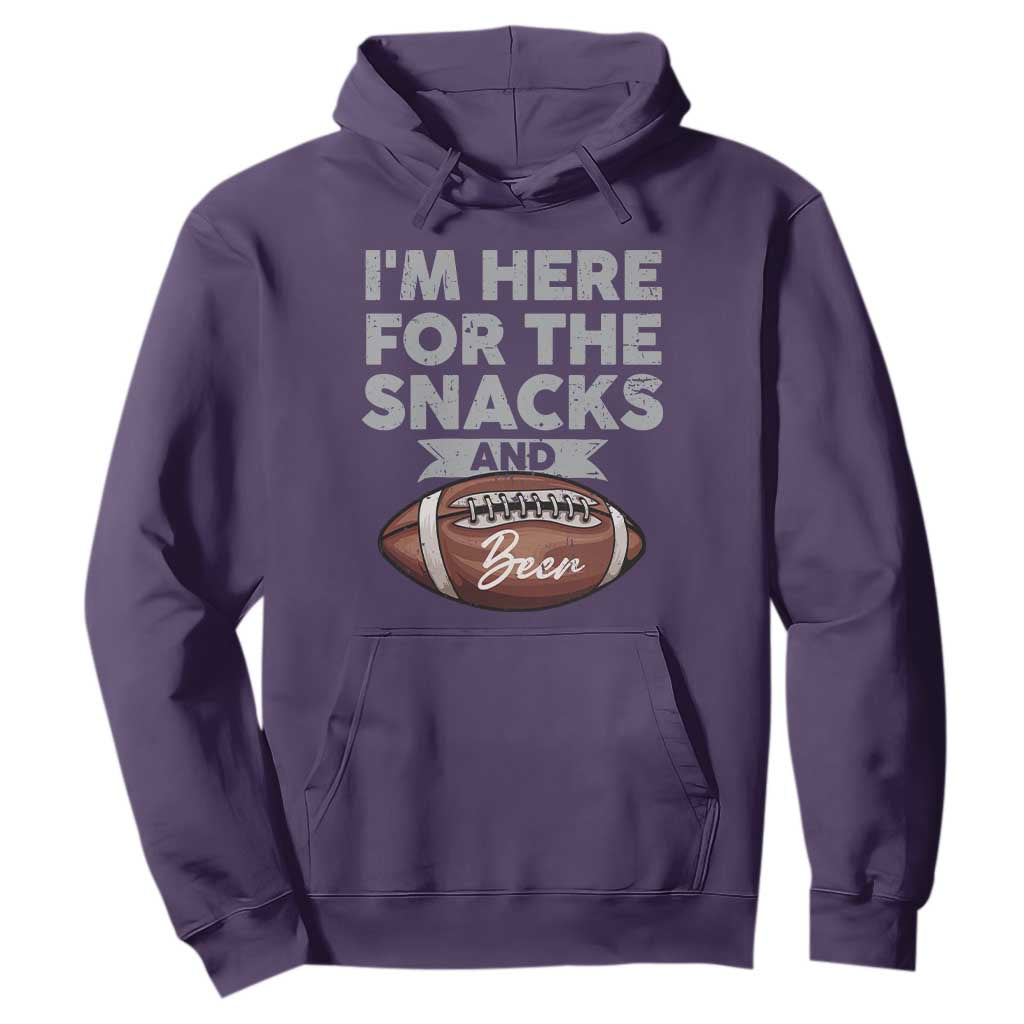 Funny Football Hoodie I'm Just Here For The Snacks And Beer TS10 Purple Print Your Wear