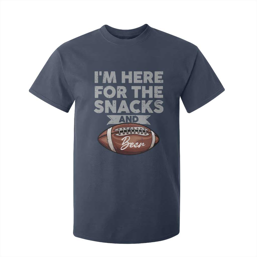 Funny Football T Shirt For Kid I'm Just Here For The Snacks And Beer TS10 Navy Print Your Wear