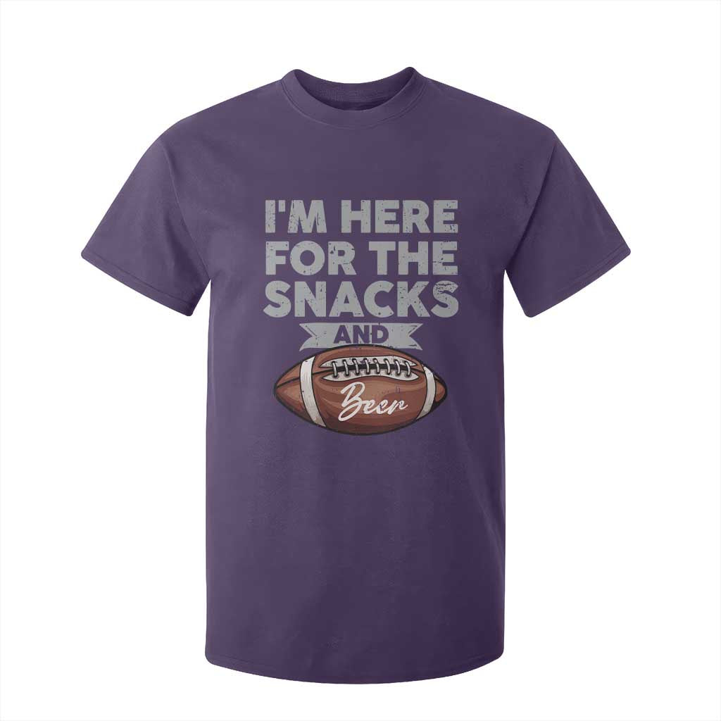 Funny Football T Shirt For Kid I'm Just Here For The Snacks And Beer TS10 Purple Print Your Wear
