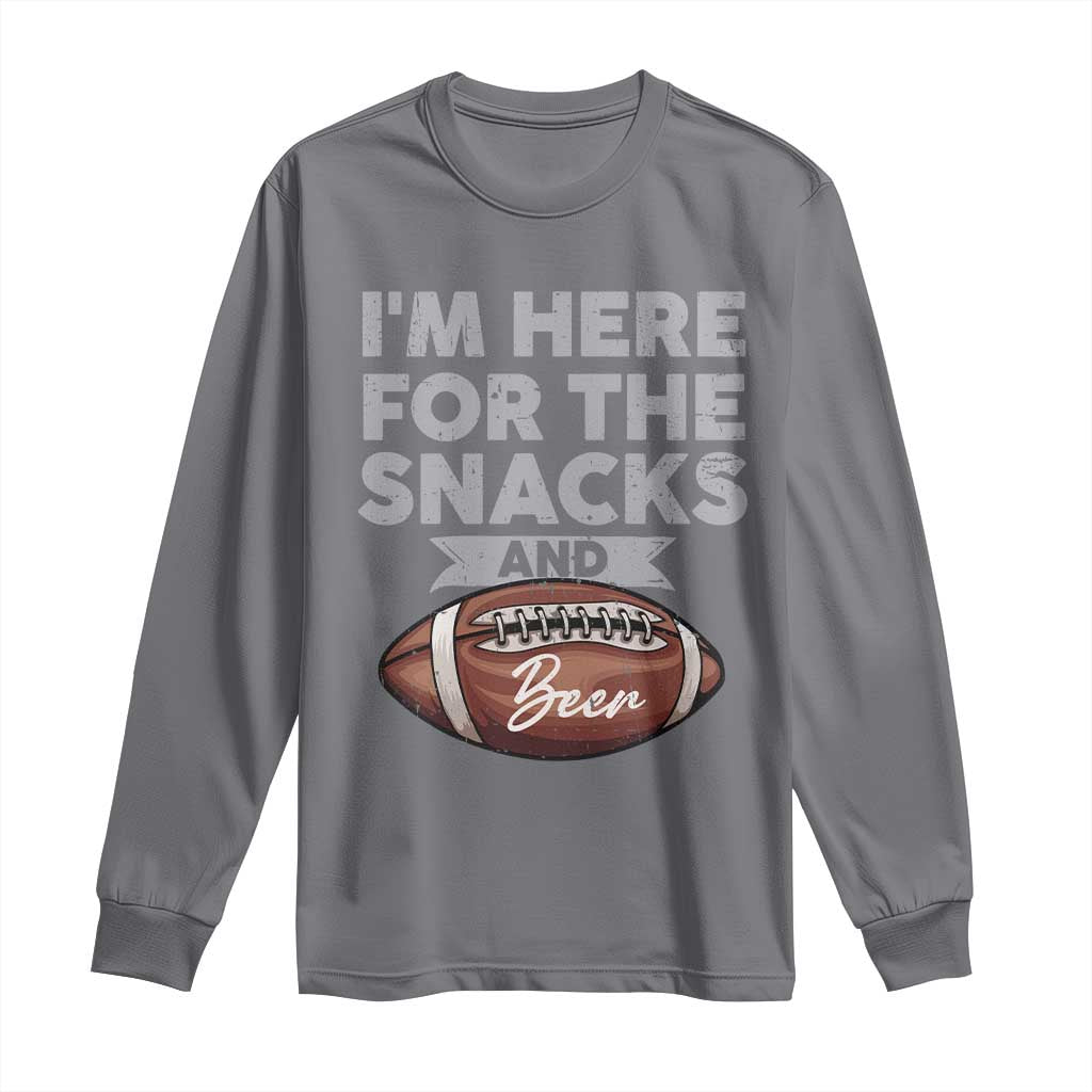 Funny Football Long Sleeve Shirt I'm Just Here For The Snacks And Beer TS10 Charcoal Print Your Wear