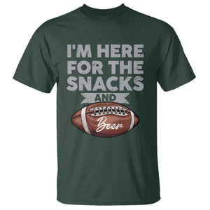 Funny Football T Shirt I'm Just Here For The Snacks And Beer TS10 Dark Forest Green Print Your Wear