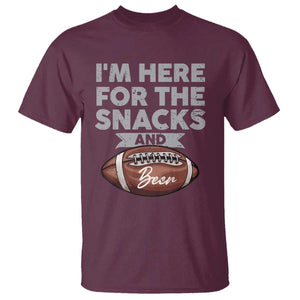 Funny Football T Shirt I'm Just Here For The Snacks And Beer TS10 Maroon Print Your Wear