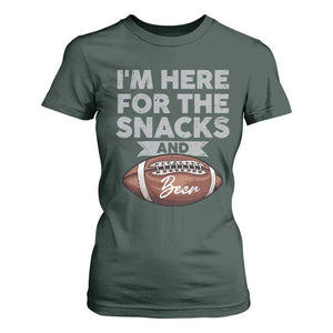 Funny Football T Shirt For Women I'm Just Here For The Snacks And Beer TS10 Dark Forest Green Print Your Wear