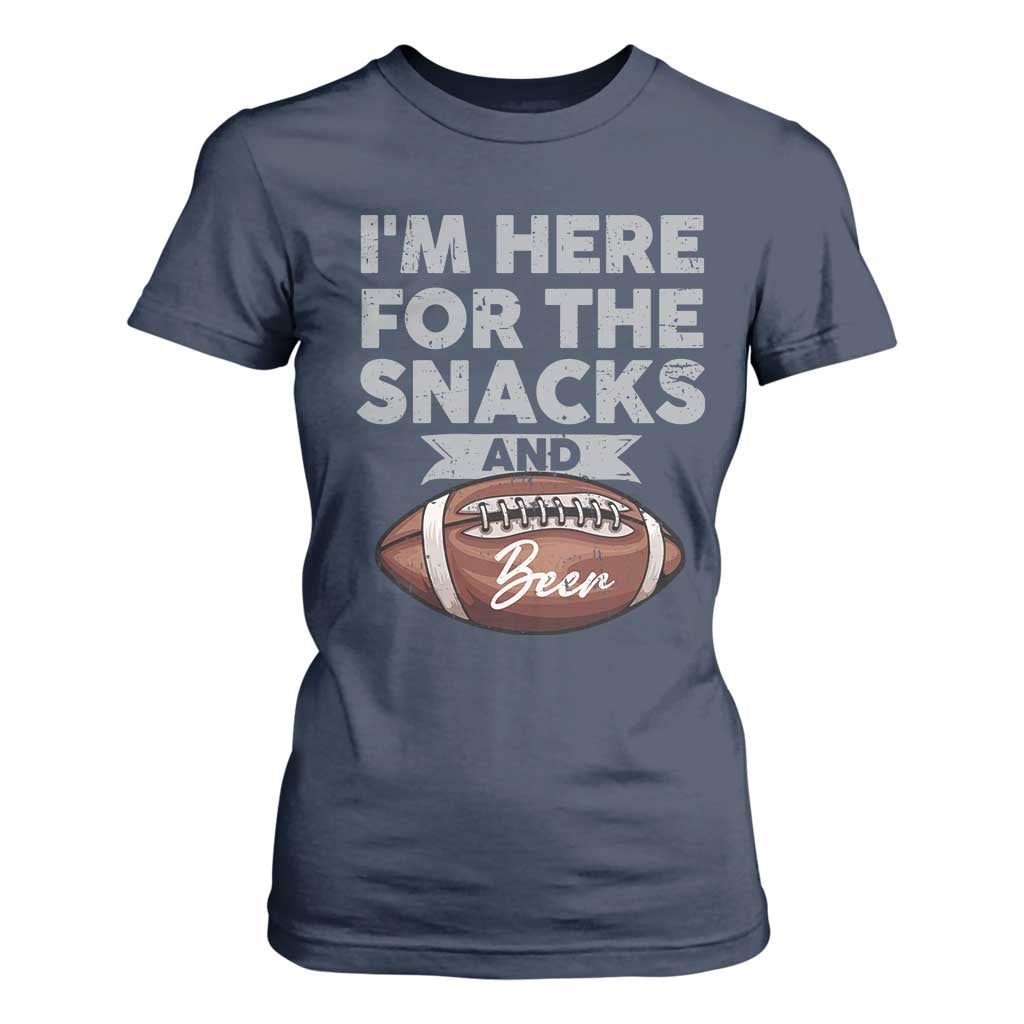 Funny Football T Shirt For Women I'm Just Here For The Snacks And Beer TS10 Navy Print Your Wear