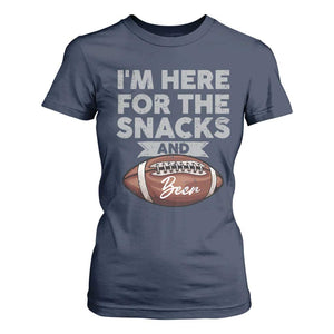Funny Football T Shirt For Women I'm Just Here For The Snacks And Beer TS10 Navy Print Your Wear