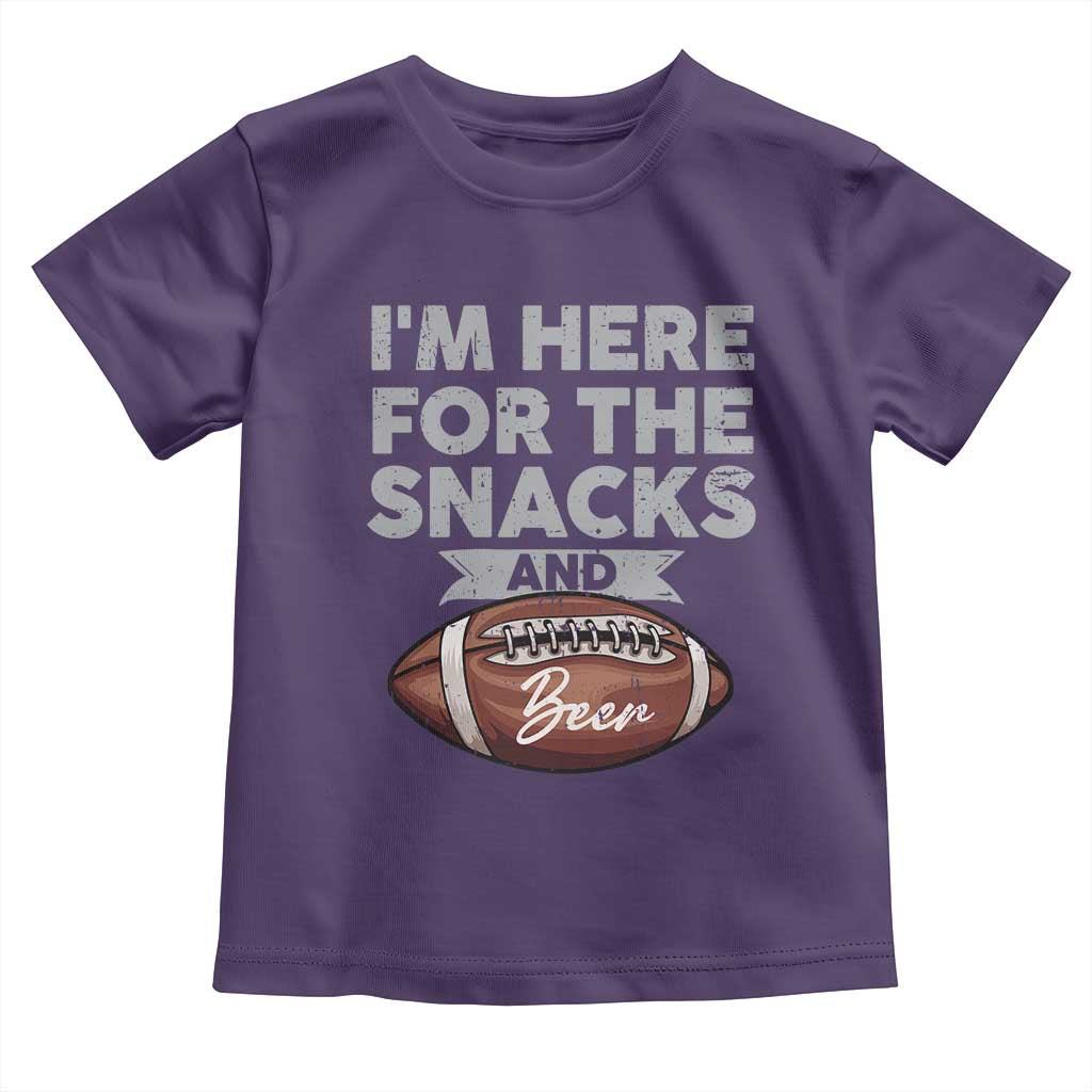 Funny Football Toddler T Shirt I'm Just Here For The Snacks And Beer TS10 Purple Print Your Wear