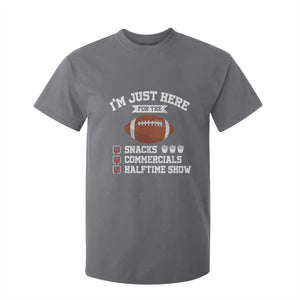 Funny Football T Shirt For Kid I'm Just Here For The Snacks And Commercials TS10 Charcoal Print Your Wear