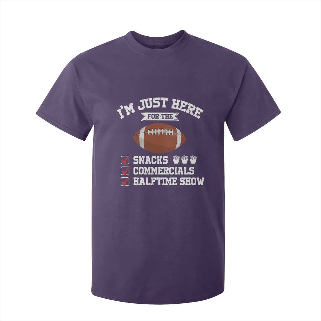 Funny Football T Shirt For Kid I'm Just Here For The Snacks And Commercials TS10 Purple Print Your Wear