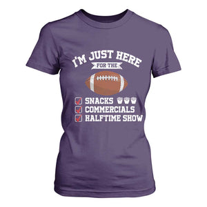 Funny Football T Shirt For Women I'm Just Here For The Snacks And Commercials TS10 Purple Print Your Wear