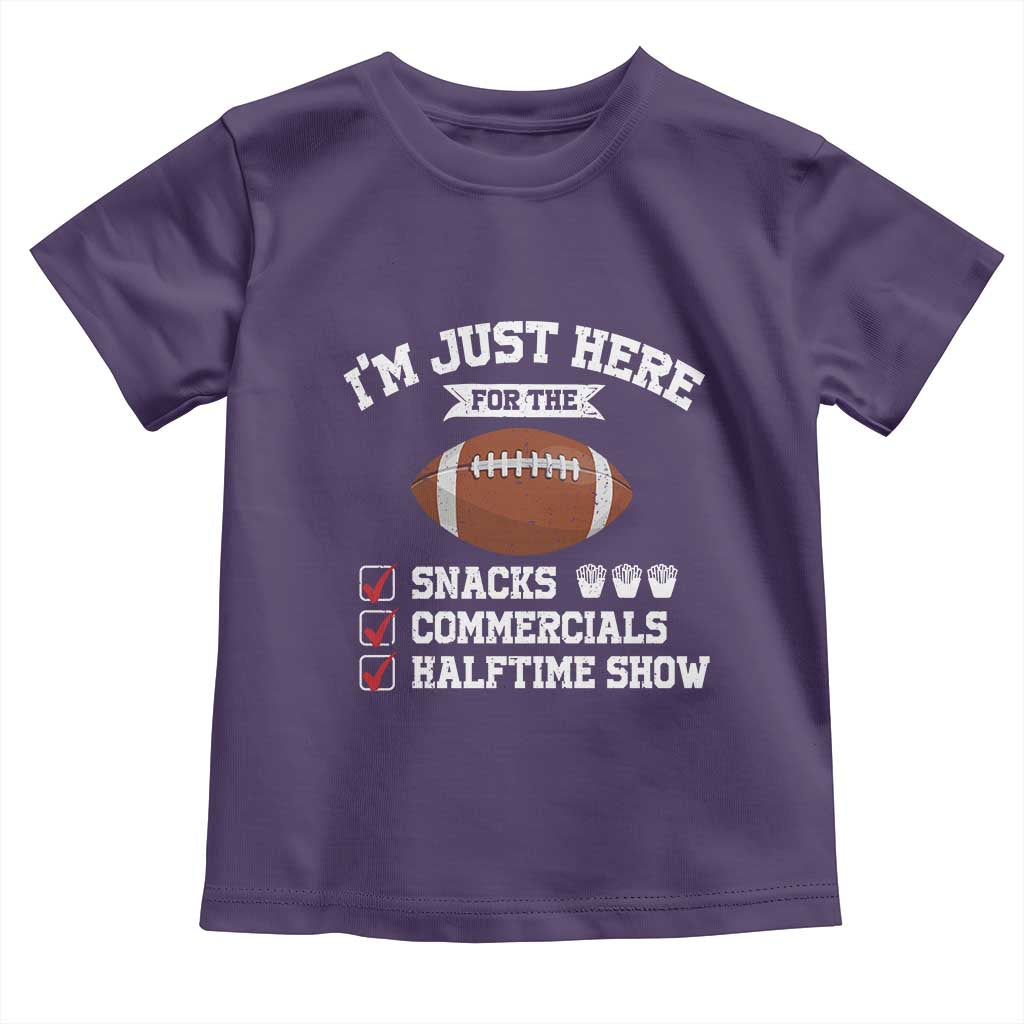 Funny Football Toddler T Shirt I'm Just Here For The Snacks And Commercials TS10 Purple Print Your Wear