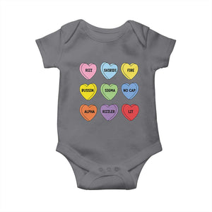Funny Skibidi Valentine's Day Baby Onesie Rizz No Cap Conversation Hearts Sigma TS10 Charcoal Print Your Wear