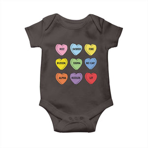 Funny Skibidi Valentine's Day Baby Onesie Rizz No Cap Conversation Hearts Sigma TS10 Dark Chocolate Print Your Wear
