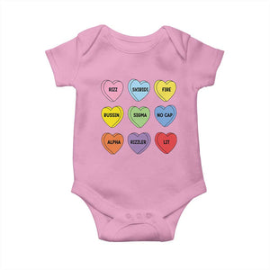 Funny Skibidi Valentine's Day Baby Onesie Rizz No Cap Conversation Hearts Sigma TS10 Light Pink Print Your Wear