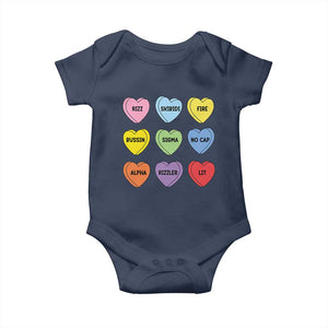 Funny Skibidi Valentine's Day Baby Onesie Rizz No Cap Conversation Hearts Sigma TS10 Navy Print Your Wear