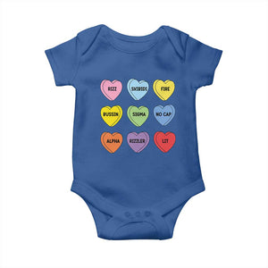 Funny Skibidi Valentine's Day Baby Onesie Rizz No Cap Conversation Hearts Sigma TS10 Royal Blue Print Your Wear