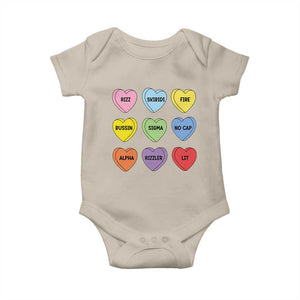 Funny Skibidi Valentine's Day Baby Onesie Rizz No Cap Conversation Hearts Sigma TS10 Sand Print Your Wear