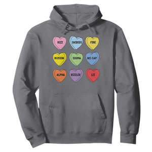Funny Skibidi Valentine's Day Hoodie Rizz No Cap Conversation Hearts Sigma TS10 Charcoal Print Your Wear