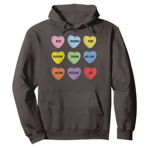 Funny Skibidi Valentine's Day Hoodie Rizz No Cap Conversation Hearts Sigma TS10 Dark Chocolate Print Your Wear