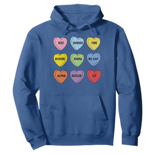 Funny Skibidi Valentine's Day Hoodie Rizz No Cap Conversation Hearts Sigma TS10 Royal Blue Print Your Wear