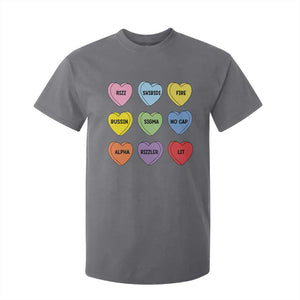 Funny Skibidi Valentine's Day T Shirt For Kid Rizz No Cap Conversation Hearts Sigma TS10 Charcoal Print Your Wear