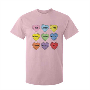 Funny Skibidi Valentine's Day T Shirt For Kid Rizz No Cap Conversation Hearts Sigma TS10 Light Pink Print Your Wear