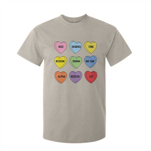 Funny Skibidi Valentine's Day T Shirt For Kid Rizz No Cap Conversation Hearts Sigma TS10 Sand Print Your Wear