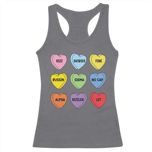 Funny Skibidi Valentine's Day Racerback Tank Top Rizz No Cap Conversation Hearts Sigma TS10 Charcoal Print Your Wear