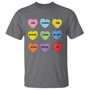 Funny Skibidi Valentine's Day T Shirt Rizz No Cap Conversation Hearts Sigma TS10 Charcoal Print Your Wear