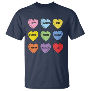 Funny Skibidi Valentine's Day T Shirt Rizz No Cap Conversation Hearts Sigma TS10 Navy Print Your Wear
