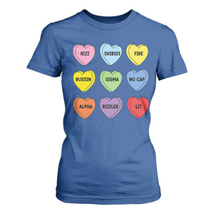 Funny Skibidi Valentine's Day T Shirt For Women Rizz No Cap Conversation Hearts Sigma TS10 Royal Blue Print Your Wear