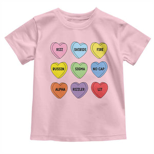 Funny Skibidi Valentine's Day Toddler T Shirt Rizz No Cap Conversation Hearts Sigma TS10 Light Pink Print Your Wear